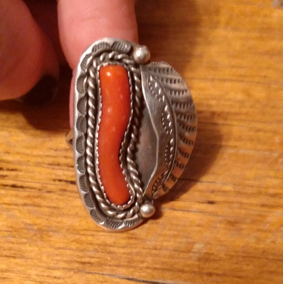 Red Coral Native American Ring - Picture 9 of 9